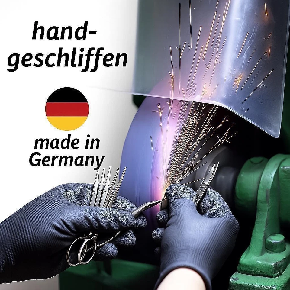 4-teiliges Solingen* Maniküre Set echt Leder Etui, Nagelschere, Feile, Pinzette - Bild 3 von 4