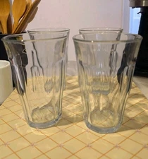 Duralex Le Picardie 5-5/8" Tall Glasses Tumblers Set (4) 16 Ounces France 