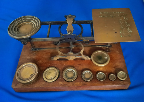 Mahogany and Brass Post Letter Scales S Mordan & Co London (1889)