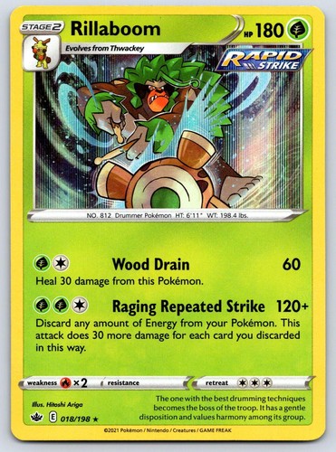 Rillaboom 018/198 Holo Rare Chilling Reign Pokemon Near Mint