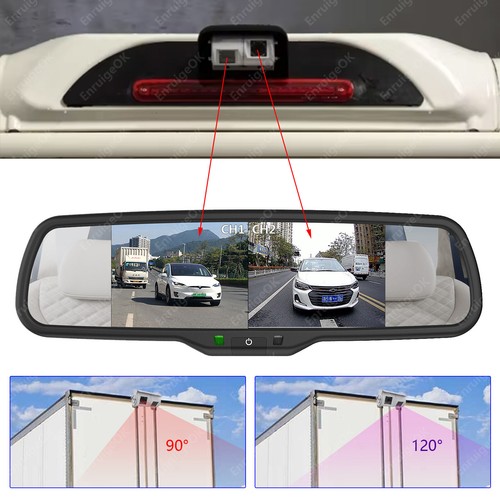 Cámara de marcha atrás de doble lente y kit de monitor de espejo de pantalla dividida para camioneta comercial - Imagen 4 de 23