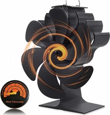 Wood Stove Fan, 6 Blade Fireplace Fan for Wood Burning Stove, Heat Powered fan