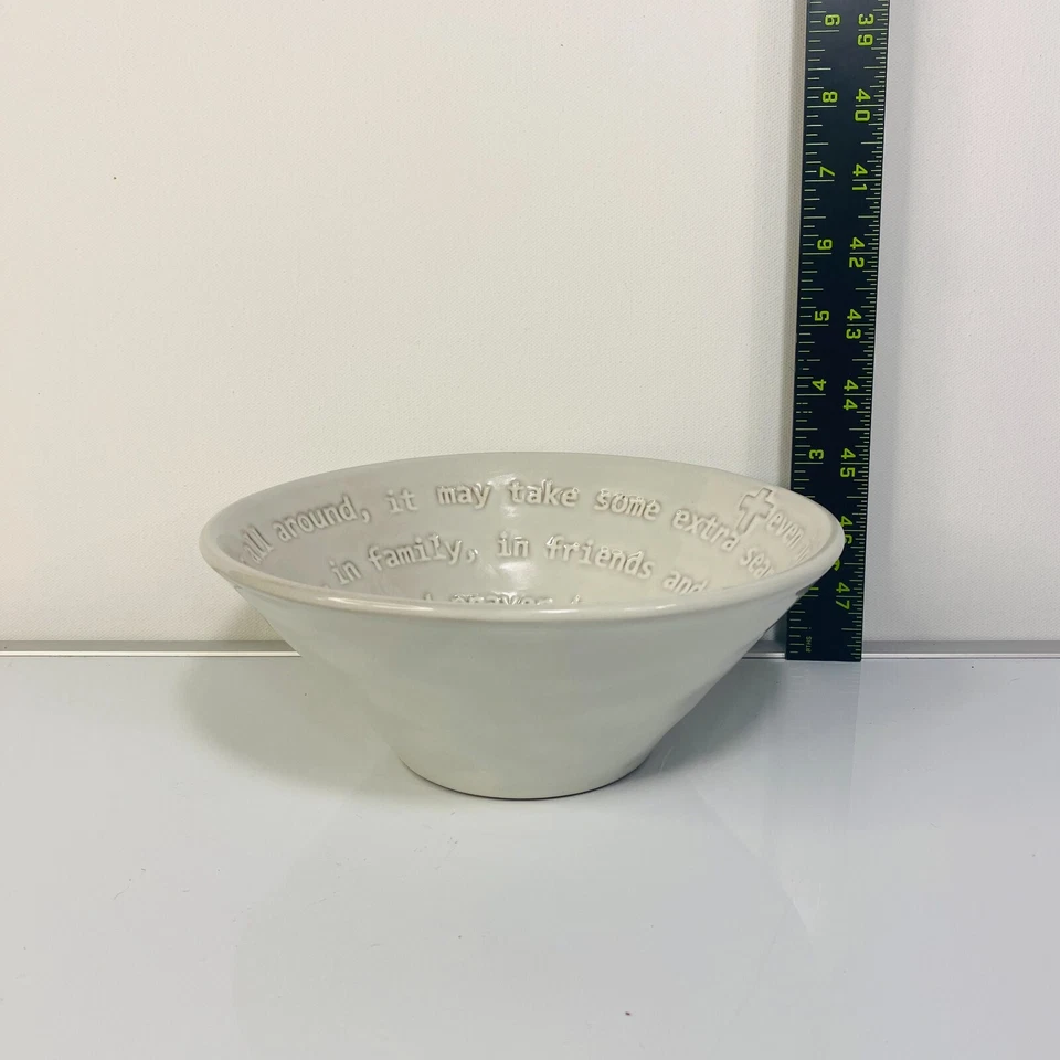 Mud Pie CERAMIC PRAYER BOWL, White 3" x 7 1/2" diameter Foto 2 de 4