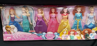 Disney 7 Princess Collection Anna Elsa Rapunzel Ariel Merida Belle Cinderella