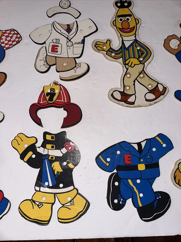 Sesame Street Wooden Bert & Ernie Dress Sewing  Lacing  8 Outfits ,wooden Crate - Image 3 of 4