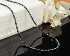 AAA Quality 3mm Certified Black Diamond Beads Necklace 20 inches For Gift