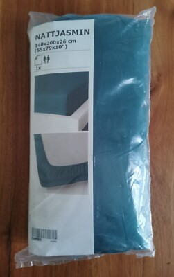 Ikea Nattjasmin 140x200x26cm Spannbettlaken PETROL Dunkelgrün 504.336.52