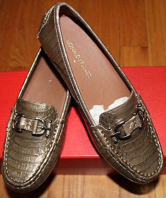 DONALD J PLINER TAUPE PERSLIZED PYTHON PRINT LOAFERS US 6M  display picture 2