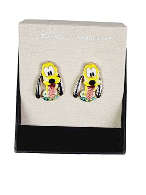 Disney x Baublebar Pluto Dog Earrings Crystals Rhinestones New With Box