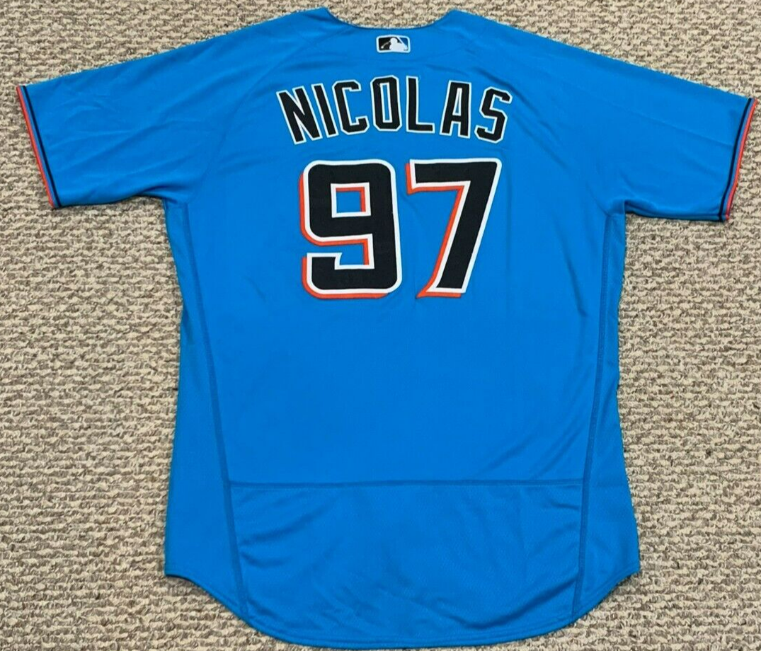 NICOLAS size 46 #97 2021 MIAMI MARLINS game used jersey blue