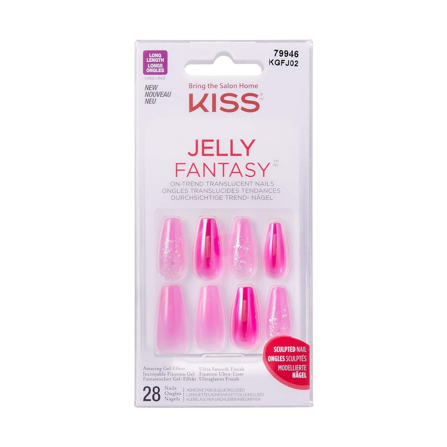 Модные полупрозрачные длинные ногти Kiss Jelly Fantasy KGFJ02 79946 1990₽