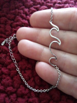 Elegantes 925 Sterling Silber Wellenkette Gliederarmband Karabinerverschluss
