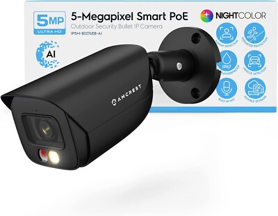 Amcrest AI Bullet IP PoE Outdoor Camera Human Vehicle Detection IP5M-B1276EB-AI