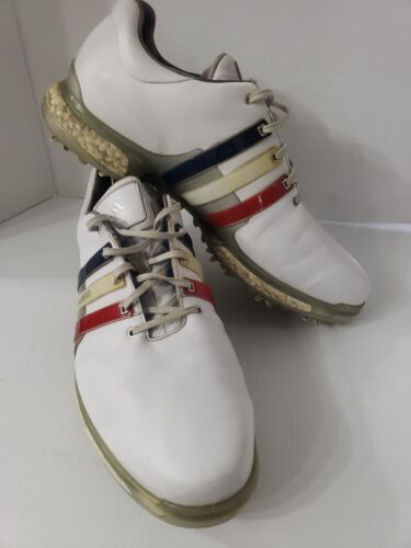 Chaussures de golf adidas Tour 360 homme (taille 12,5) blanc 791001 à lacets bon état - Photo 1 sur 9