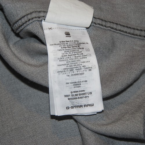 G Star Raw Men's Large Gray Snap Front Western Gray Shirt 3301 Slim Fit - Picture 8 of 10