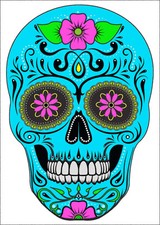 Day Of The Dead SUGAR SKULL Scary Halloween -BIG HEAD WINDOW CLING Decal Sticker