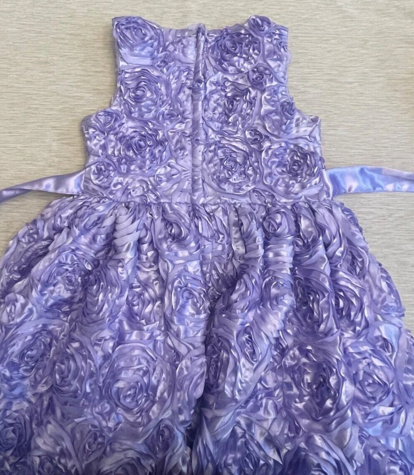 Vestido de vacaciones American Princess lavanda satinado roseta talla 10 Foto 4 de 4
