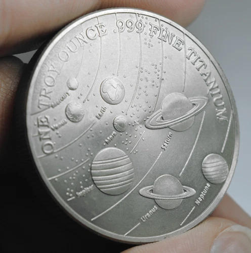 OUR SOLAR SYSTEM .999 Fine/Pure TITANIUM Coin. One Troy Ounce 31.1g. Bullion