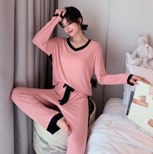 Camisón De Manga Larga Algodón Femenino Primavera Y Otoño Pijama Hasta