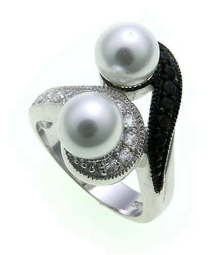 Anelli di lusso perla in argento sterling pietra principale zircone