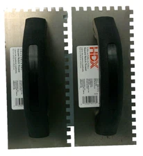 Lot of 2 HDX 9" x 1/4" x 1/4" Square-Notch Flooring Trowel Economy Tile Adhesive