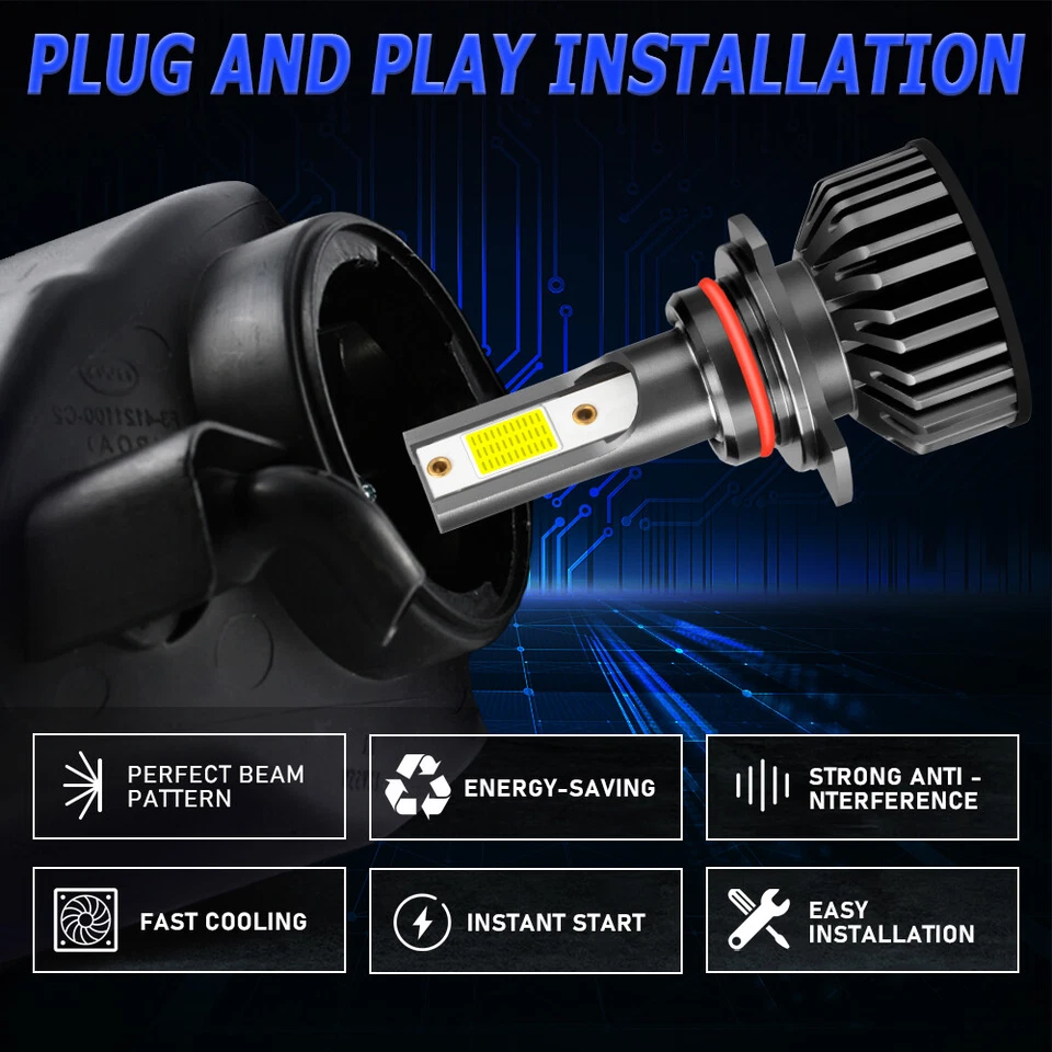 适用于 2014 年 GMC Sierra 1500 白色 9012 LED 车头灯 + 5202 雾灯灯泡 4x — 第 4/4 张图片