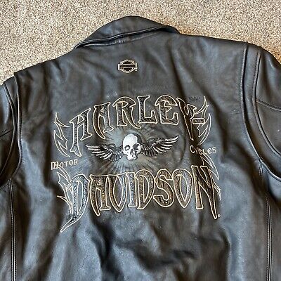 HARLEY-DAVIDSON Logo Skull Wing Double Riders Jacket Men Patch Biker ...