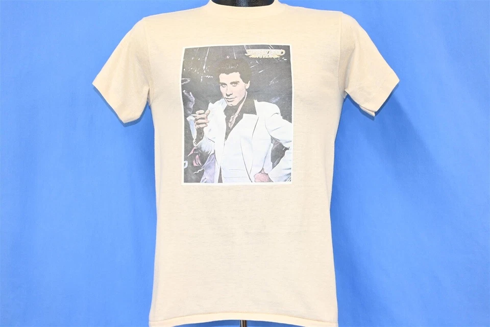 camiseta vintage anos 70 SATURDAY NIGHT FEVER JOHN TRAVOLTA DISCO FILME IRON ON P - Imagem 2 de 4