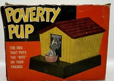 Vintage 1966 Poverty Pup Coin Bank Toy With Original Box & Instructions -Working