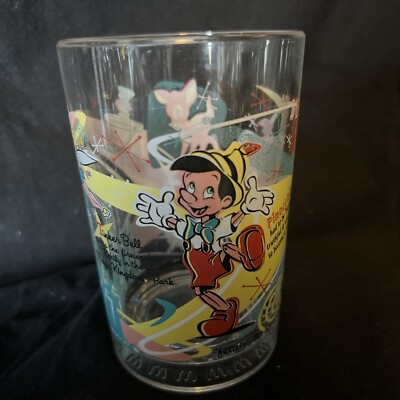 Disney 100th Anniversary McDonald's Glass Tinker Bell Pinocchio Bambi Dumbo #2