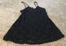 GILLIGAN  O'MALLEY Lingerie Chemise Slip Lace Black Size Small Vintage