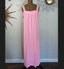 Vintage Beverly Vogue California Pink Nightie Night Gown with Side Slit Long