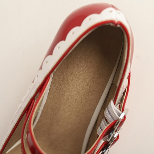 Damenschuhe Mary Jane Love Lolita Schnalle Blockabsatz Knöchelriemen Hochzeit Pumps - Bild 8 von 20