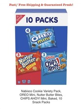 Nabisco Variety 10 Snack Packs, OREO Mini, Nutter Butter Bites, CHIPS AHOY Mini
