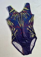 Nastia Liukin GK Elite LEOTARD Gymnastics ELECTRIC Sequin BLING Tank LEO Size CL