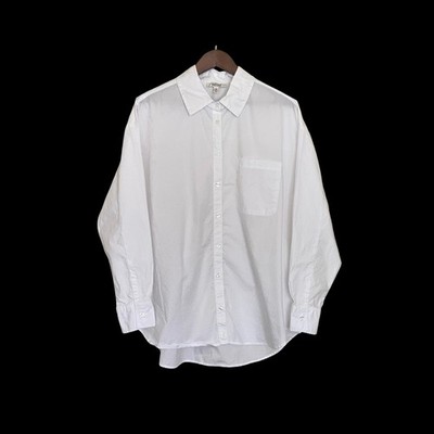 Edited by Remi Bader Womens 1X White Cotton Button Down Shirt Oversized