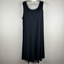 J.Jill Jersey Knit Stretch Casual Sleeveless Dress Black Knee Length MP