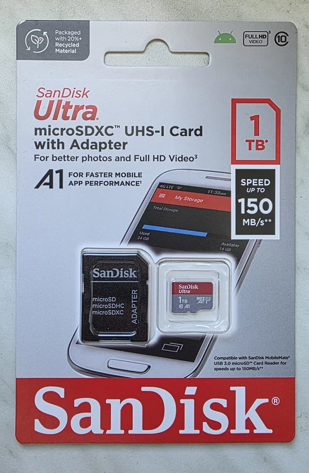 1 Stück Original SanDisk micro SD ULTRA A1 Speicherkarte 1TB NEU Versiegelt - Bild 2 von 4