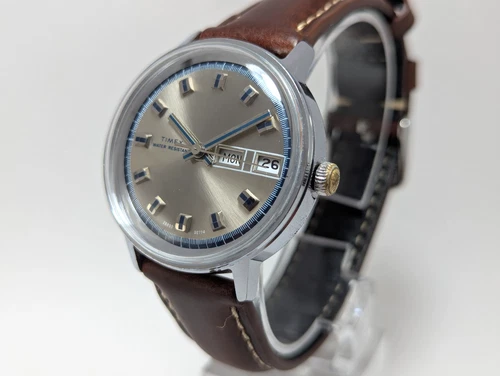 Vintage 1974 Timex Marlin Day/Date 26850-02774 Serviced, New Crystal & Strap