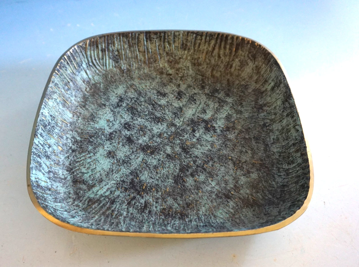 Vintage Bronze Schale Bowl 50er grün patiniert wohl Austria 1350 g (F026-261)