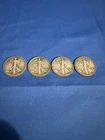 4 Silver Walking Liberty Half Dollars 1)1936 3) 1943