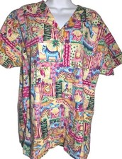 CREST Woman's Short Sleeve Colorful Pullover Scrub Top - Size S