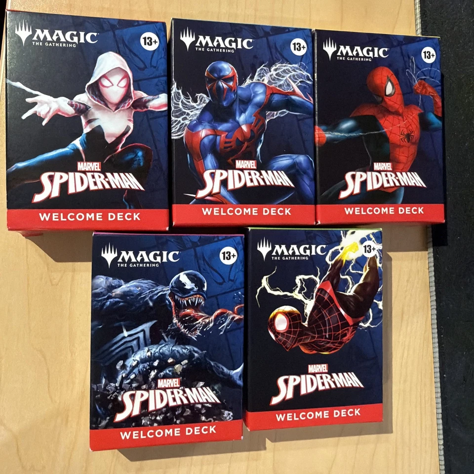 2025 NYCC Magic Gathering Spider-man Welcome Deck Set Of 5 w/ Peter Promo Card - Image 4 of 4