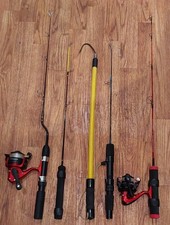 Shakespeare Ice Fishing Pole Lot Spinning Rods & Reels Combo Lot of 4 rods