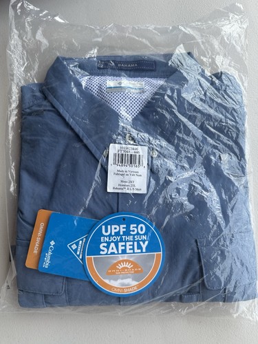 Neu mit Etikett Columbia PFG belüftetes bahama blaues Herrenhemd 2XLT