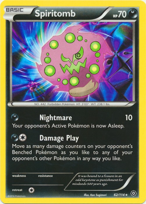 Spiritomb - 62/114 - Rare (Lp) Steam Siege - Darkness Pokémon