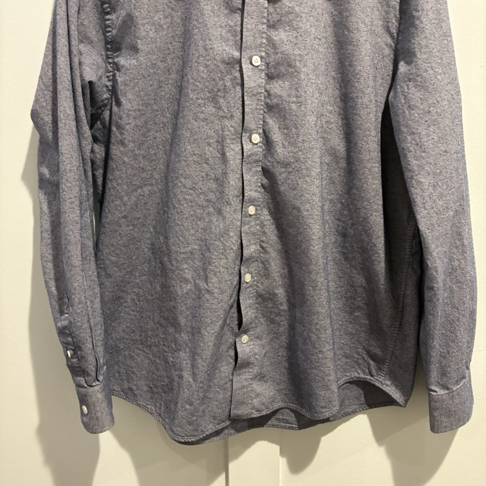 Bloomingdale's Regular Fit Cotton Flannel Shirt Men Size Large Chambray Blue - Image 4 of 4