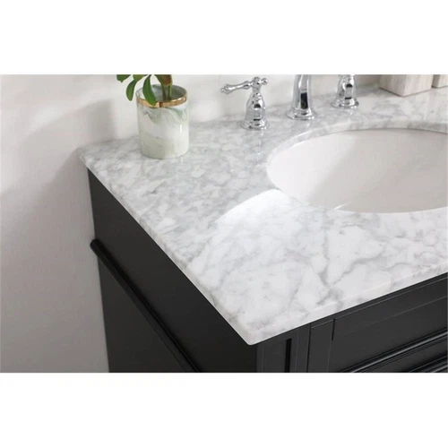 Elegant Decor Park Avenue 32" Solid Wood & Metal Single Bathroom Vanity in Black - Picture 4 of 8