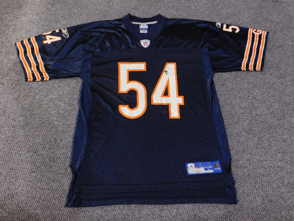 Camiseta Chicago Bears masculina grande azul marinho futebol americano NFL Reebok 54 Urlacher - Imagem 4 de 4
