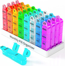 30 Day Monthly Pill Organizer 4 Times Daily Rainbow Travel Pill Box